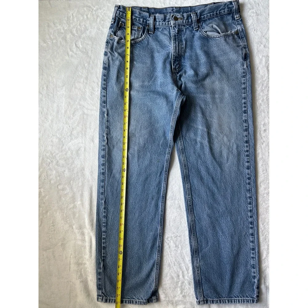 Carhartt Mens Relaxed Fit Straight Leg Blue Denim Jeans 38x32 B460W Medium Wash